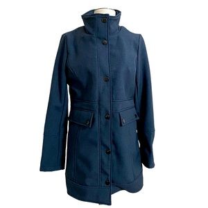 CELSIUS Women’s Blue Black Pea Coat Zip Out Hood Mid-Length Size Large
